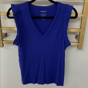 Nine West Women's Vibrant Blue Tank with Ruffle Sleeves